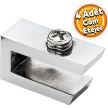 Badem10 Cam Tutucu Ahşap Raf Tutucu Cam Etejeri Metal U Tipi Krom Metal Vidalı (4 Adet)