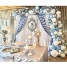 Tinky Winky Mavi Gümüş Beyaz Temalı Doğum Günü Balon Zinciri