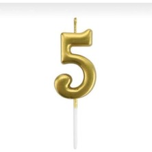 Tinky Winky 5 Yaş Gold Rakam Mum Altın Renk Doğum Günü Pasta Mumu Sarı Renkli