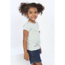 Toontoy Kids Toontoy Kız Bebek Göğsü Nota Nakışlı Yazı Baskılı Tişört