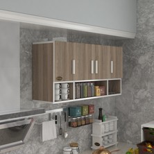 Kenz Life Kenzlife Kapaklı Raflı Mutfak Banyo Dolabı MDF 060*120*22 Klasik Tasarım Geniş Depolama