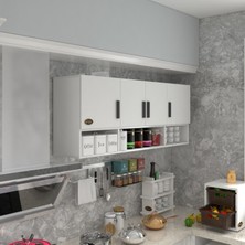 Kenz Life Kenzlife Modern Tasarımlı Kapaklı Raflı Mutfak Dolabı 060*150*32 Suntalam Malzeme ile Geniş Depolama