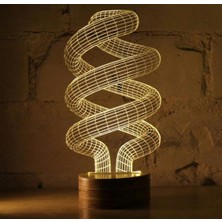 By Lamp İllüzyon (Spiral) Figürlü Dekoratif Hediye Led Masa Lambası | 7 Işık Rengi | Ahşap Taban