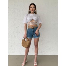 Foa Fashion Ters Göğüs Tasarım Bağlamalı Crop