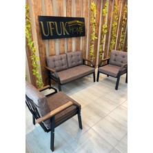 UFUK HOME Kavacık 2 1 1 Bahçe Takımı, Bahçe Mobilyası, Balkon Takımı, Kahverengi Balkon Oturma Grubu