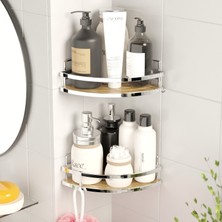 Tekno-tel Teknotel Yapışkanlı Kancalı 2 Adet Banyo Köşe Rafı Krom ST273H