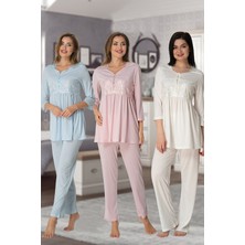 Effortt 3011 Pembe Dantel Detaylı Lohusa Pijama Takımı