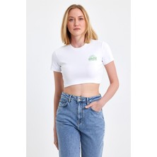 Vena Grow Sırtı Baskılı Baby Tee Tişört Beyaz