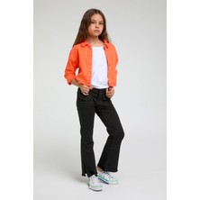 Escabel Yırtmaçlı İspanyol Paça Pantolon - Siyah