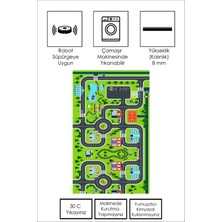 Ruglod Makinede Yıkanabilir Kaymaz Taban Leke Tutmaz Antialarjik Yol Desenli Çocuk Odası Halısı Oyun Matı