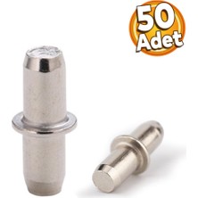 Badem10 Raf Pimi Cam Ahşap Metal Raf Tutucu Çivisi Mobilya Dolap Pimi Metal (50 Adet)