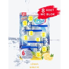 AirGut 2'li Paket WC Blok, Tuvalet Koku Giderici 8 Adet Limon Kokusu Bloğu (Mavi su verir)