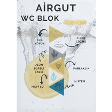 AirGut 2'li Paket WC Blok, Tuvalet Koku Giderici 8 Adet Limon Kokusu Bloğu (Mavi su verir)