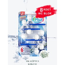 AirGut 2'li Paket WC Blok, Tuvalet Koku Giderici 8 Adet Okaliptus Kokusu Bloğu (Mavi su verir)