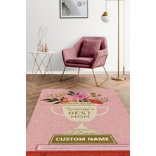 Homshtag Dünyanın En İyi Annesi Kişiye Özel Kişiselleştirilebilir Dokuma Tabanlı Yıkanabilir Dekoratif Ev Halısı