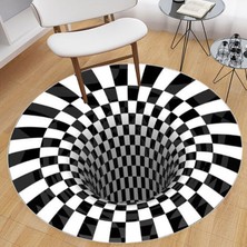 Seasong 47INCH Kara Delik Stereo Vizyonu Dairesel Battaniye Yatak Odası Ev Dekorasyonu Siyah Beyaz (Yurt Dışından)