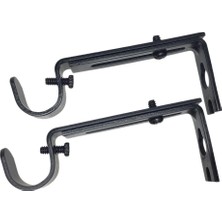 Seasong 2pcs Ayarlanabilir Perde Çubuk Tutucu Braketler Perdelik Kutup Askı Kancaları Siyah (Yurt Dışından)