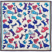 Bursa İpek Saks Fuşya Desenli Ipeksi Mendil