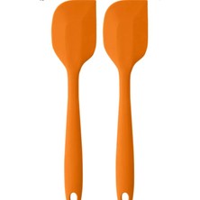 Pink Rose Home Bybirgül Yanmaz Yapışmaz Silikon Yassı Spatula ,hamur Sıyırıcı 3lü Set Turuncu
