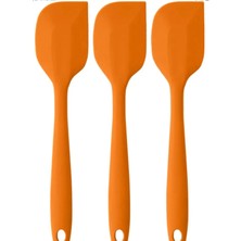 Pink Rose Home Bybirgül Yanmaz Yapışmaz Silikon Yassı Spatula ,hamur Sıyırıcı 3lü Set Turuncu