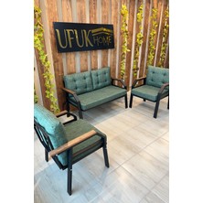 UFUK HOME Kavacık 2 1 1 Bahçe Takımı, Bahçe Mobilyası, Balkon Takımı, Yeşil Renk Balkon Oturma Grubu