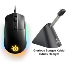 Steelseries Rival 3 Oyuncu Mouse + Glorious Bungee Kablo Tutucu Siyah