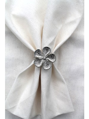 Emtory Home 6 Adet Gümüş Papatya Dekoratif Peçete Halkası - Napkin Ring