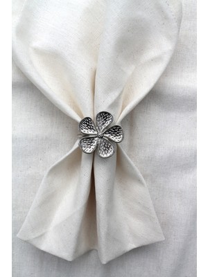 Emtory Home 6 Adet Gümüş Papatya Dekoratif Peçete Halkası - Napkin Ring