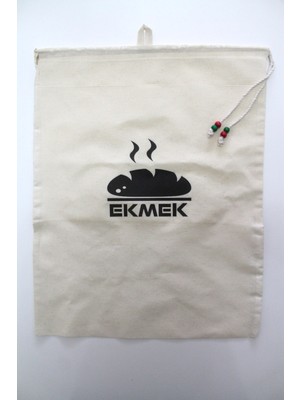 Emtory Home Büyük Boy Sıcak Ekmek  Baskılı Askılı Büzgülü Ekmek Torbası 50X40CM
