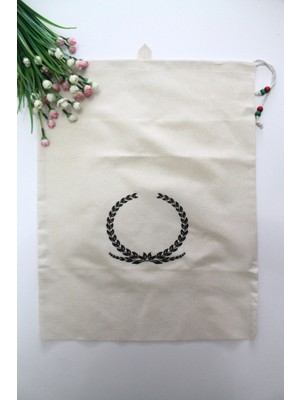 Emtory Home Büyük Boy Başak Baskılı Askılı Bakliyat & Ekmek Torbası 50X40CM