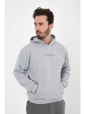 Defy's Erkek Baskılı Kapüşonlu Sweat Gri