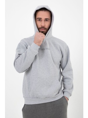 Defy's Erkek Baskılı Kapüşonlu Sweat Gri