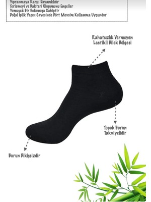 Eds Consept 6'lı Erkek Siyah Bambu Dikişsiz Patik Kısa Soket Çorap