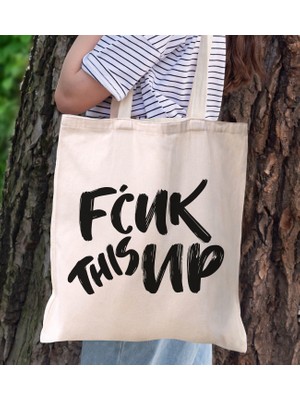 Bk Gift Fcuk Tasarımlı Kanvas Bez Çanta
