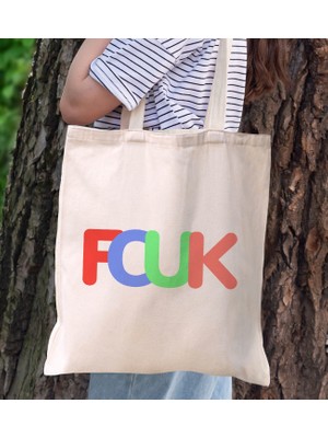 Bk Gift Fcuk Tasarımlı Kanvas Bez Çanta