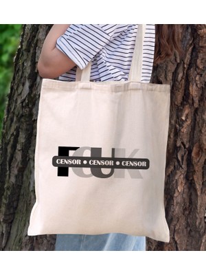 Bk Gift Fcuk Tasarımlı Kanvas Bez Çanta