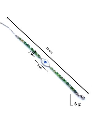  Ferizz 316L Çelik Göz Motifli Yeşil Boncuk Bileklik BLK-878