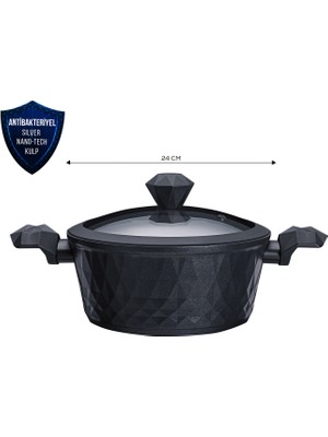 Karaca BioDiamond Antibakteriyel Kulp İndüksiyon Tabanlı Tencere 24 cm 3,9 Lt