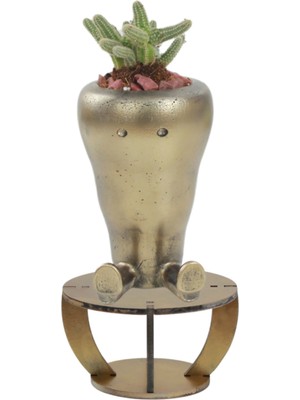 Evene Ahşap Ayaklı Beton Saksı Dekoratif 1 Adet Havuç Model