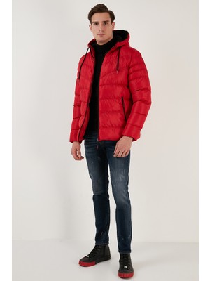 Buratti Peluş Astarlı Kapüşonlu Fermuarlı Slim Fit Şişme Mont Erkek Mont 5762010