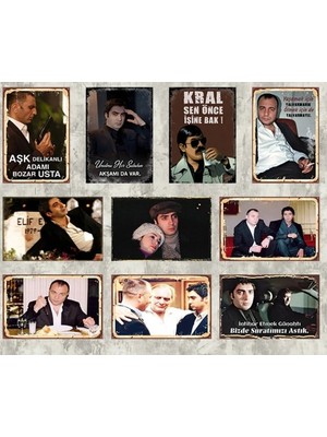 Trend Poster Trendposter Kurtlar Vadisi Set Pala Memati Çakır Polat Retro Ahşap Poster