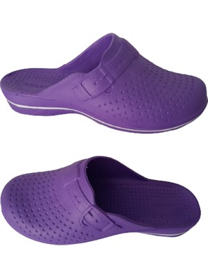 Gezer Unisex Mor-Beyaz Çizgili Banyo Balkon Terliği