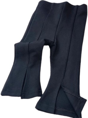 Woorage İspanyol Yırtmaçlı Kız Tayt - Siyah