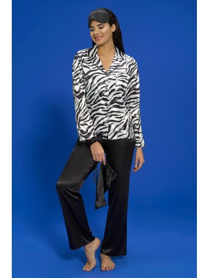 For You Moda 6'lı Zebra Hem İçerde Hem Dışarıda Siyah Pijama Takımı S27685