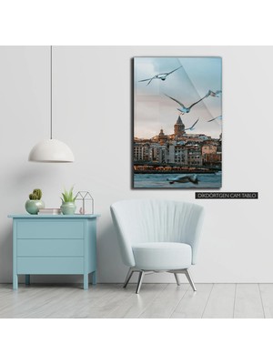 Woody City Galata Kulesi Cam Tablo 3