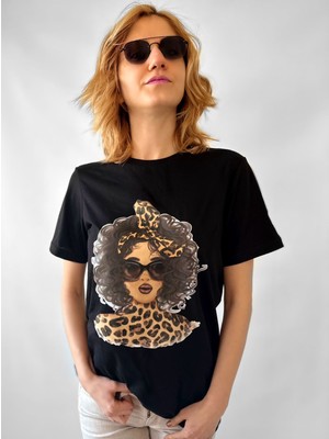 Hescaa Leopard Light Skin T-Shirt - Kadın Tişört Baskını