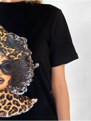 Hescaa Leopard Light Skin T-Shirt - Kadın Tişört Baskını