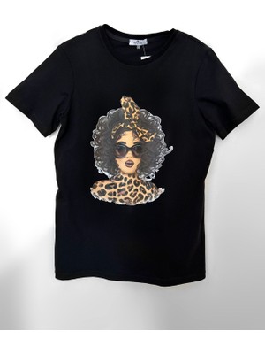 Hescaa Leopard Light Skin T-Shirt - Kadın Tişört Baskını