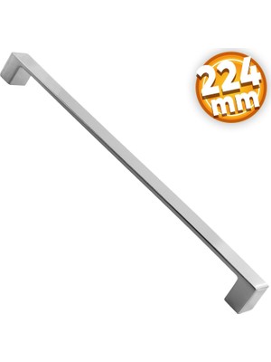 Badem10 Bihter Düz Mobilya Mutfak Dolabı Çekmece Dolap Kapak Kulpu Kulbu Krom 224 mm Metal Kulp