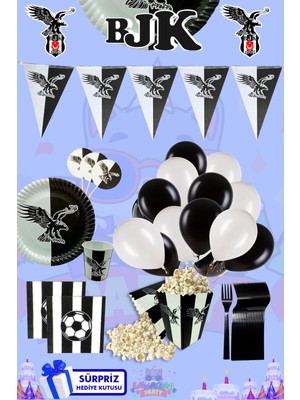 Lasagna Store BJK Taraftar Seti 4 Kişilik Süper Ekonomik Doğum Günü Parti Malzemeleri Seti